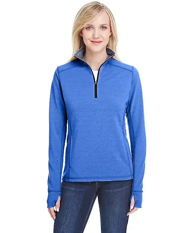 197 8433 Omega Stretch Terry Women's Quarter-Zip P in Royal triblend front view