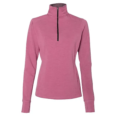 197 8433 Omega Stretch Terry Women's Quarter-Zip P in Fuchsia triblend front view