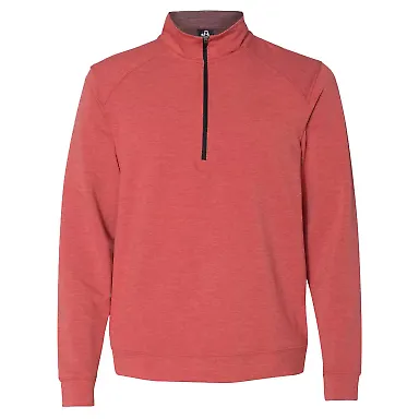 197 8434 Omega Stretch Terry Quarter-Zip Pullover in Red triblend front view