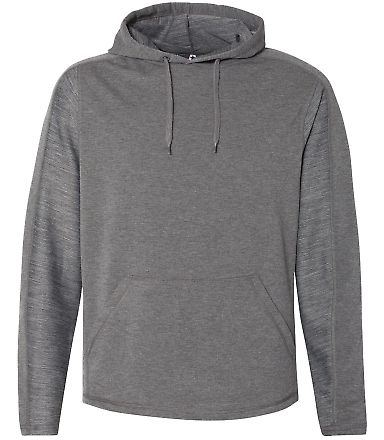 197 8435 Omega Stretch Terry Hooded Pullover Charcoal Triblend front view