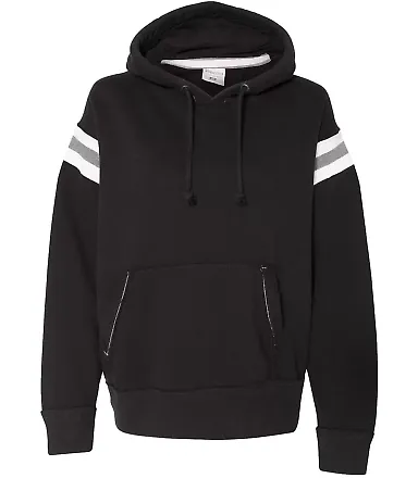 197 8847 Vintage Athletic Hooded Sweatshirt Black front view