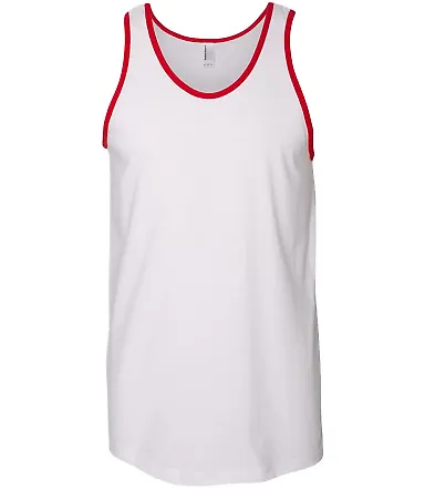 2408W Fine Jersey Tank WHITE/ RED front view