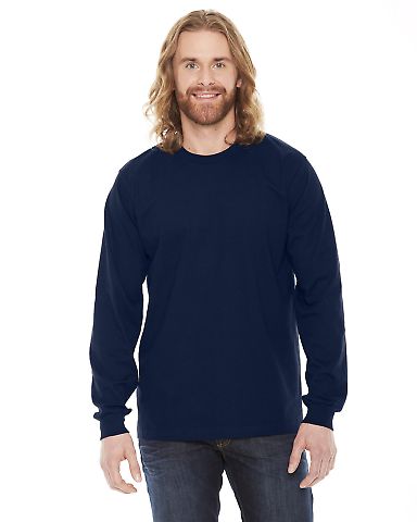 2007W Fine Jersey Long Sleeve T-Shirt in Navy front view