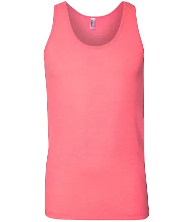 BB408W Poly/Cotton Tank NEON HTHR PINK front view