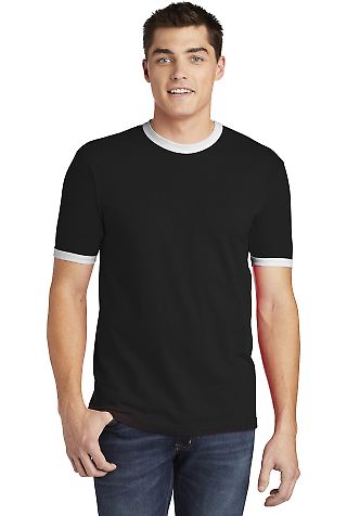 2410W Fine Jersey Ringer T-Shirt in Black/ white front view