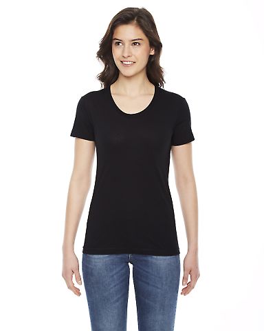 BB301W Ladies' Poly-Cotton Short-Sleeve Crewneck in Black front view