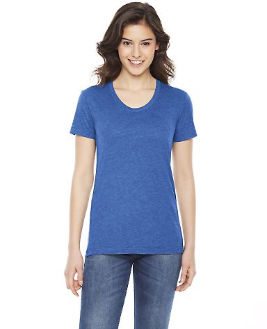 BB301W Ladies' Poly-Cotton Short-Sleeve Crewneck in Hthr lake blue front view