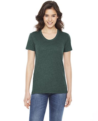 BB301W Ladies' Poly-Cotton Short-Sleeve Crewneck in Heather forest front view