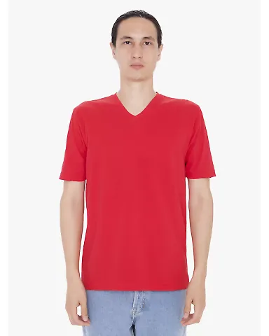 24321W Unisex Fine Jersey Short Sleeve Classic V-N Red front view
