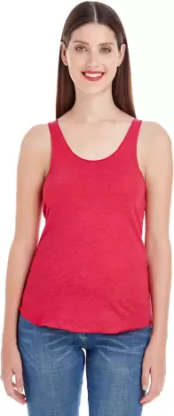 BB308W Ladies' Poly-Cotton Racerback Tank Top Heather Red front view
