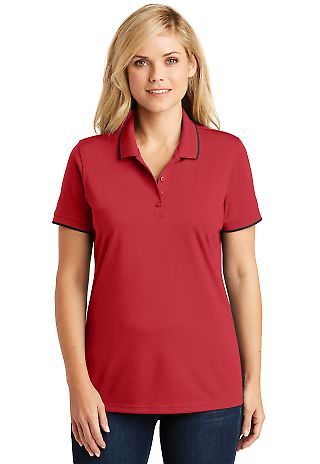 242 LK111 Port Authority Ladies Dry Zone UV Micro- in Rich red/dp bk front view