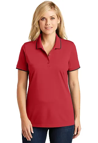 242 LK111 Port Authority Ladies Dry Zone UV Micro- Rich Red/Dp Bk front view