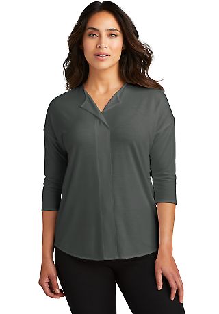 242 LK5433 Port Authority Ladies Concept 3/4-Sleev in Grey smoke front view