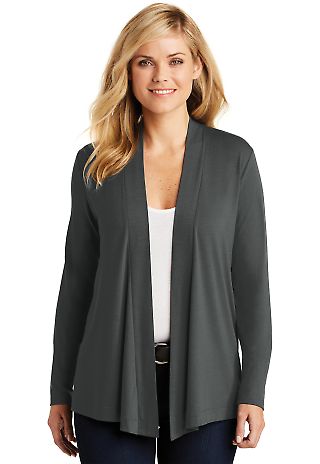 242 L5430 Port Authority Ladies Concept Knit Cardi in Grey smoke front view
