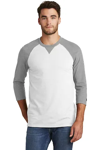 1001 NEA121 New Era  Sueded Cotton 3/4-Sleeve Base Shad Gry He/Wh front view