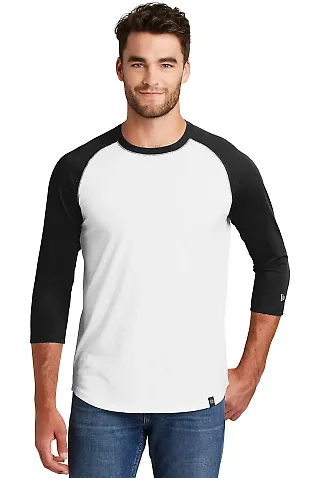 1001 NEA104 New Era Heritage Blend 3/4-Sleeve Bas Black/White front view