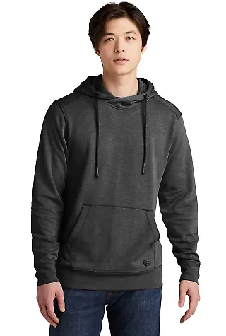 1001 NEA510 New Era Tri-Blend Fleece Pullover Hoo in Black heather front view