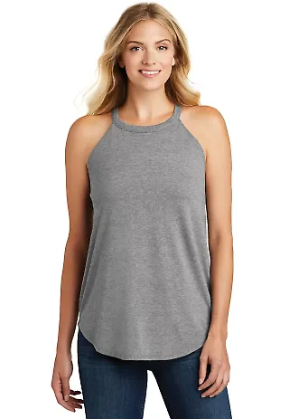 DT137L District Made  Ladies Perfect Tri  Rocker T in Grey frost front view