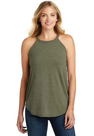 DT137L District Made  Ladies Perfect Tri  Rocker T in Military gn fr front view