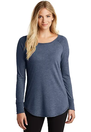 DT132L District Made Ladies Perfect Tri Long Sle in Navy frost front view