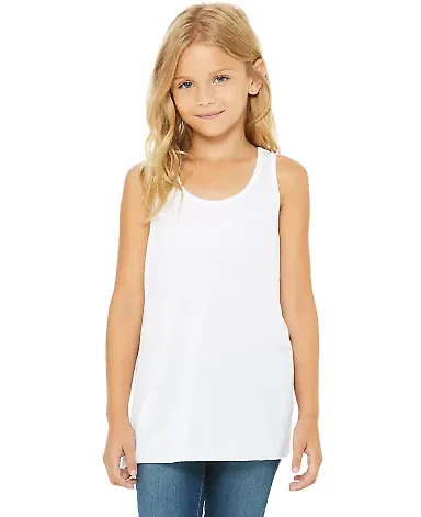 8800Y Bella + Canvas Youth Flowy RacerbackTank WHITE front view