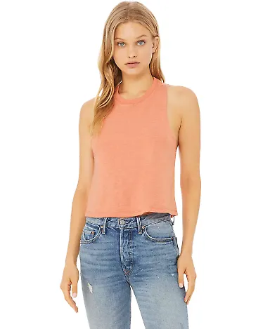 6682 Women's Racerback Cropped Tank Crop Top  in Heather sunset front view