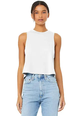 6682 Women's Racerback Cropped Tank Crop Top  in Solid wht blend front view