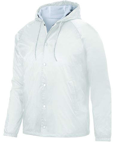 3102 Augusta Sportswear Hooded Coaches Jacket in White front view