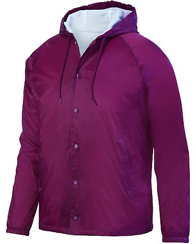 3102 Augusta Sportswear Hooded Coaches Jacket in Maroon front view
