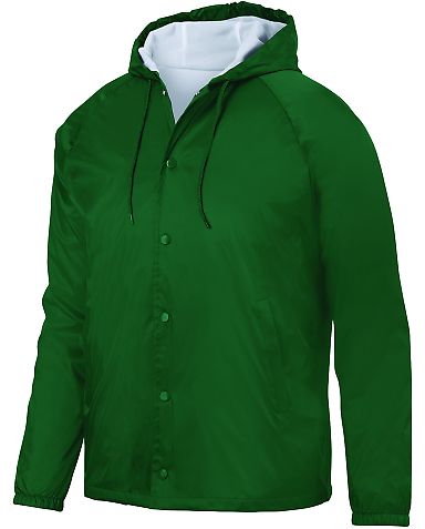 3102 Augusta Sportswear Hooded Coaches Jacket in Dark green front view