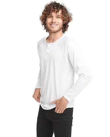 Next Level 6072 Tri-Blend Long Sleeve Henley in Heather white front view