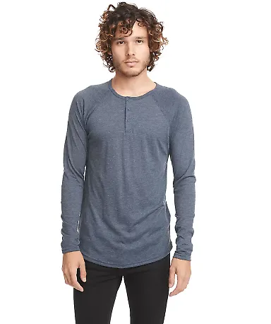 Next Level 6072 Tri-Blend Long Sleeve Henley in Vintage navy front view