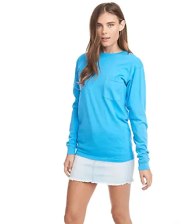 Next Level 7451 Inspired Dye Long Sleeve Pocket Cr in Ocean front view