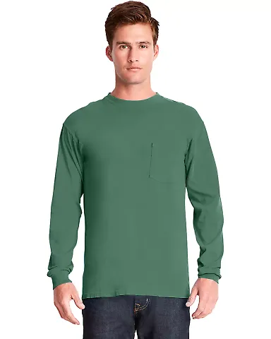 Next Level 7451 Inspired Dye Long Sleeve Pocket Cr in Clover front view