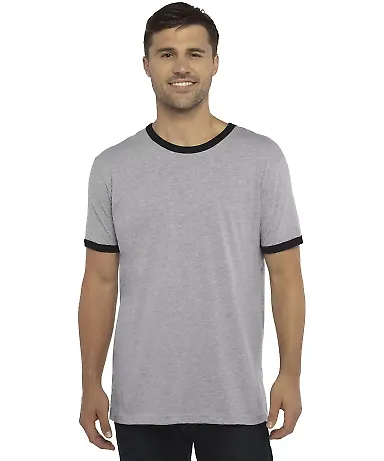 Next Level 3604 Unisex Fine Jersey Ringer Tee in Hthr gray/ black front view