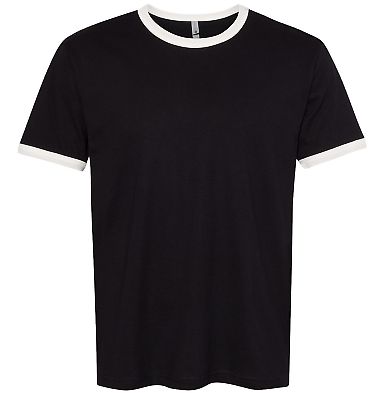Next Level 3604 Unisex Fine Jersey Ringer Tee in Black/ natural front view