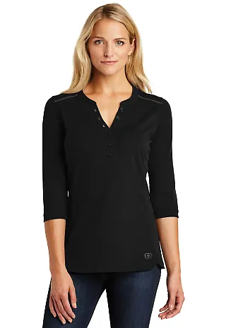 250 LOG132 OGIO  Ladies Fuse Henley Blacktop front view