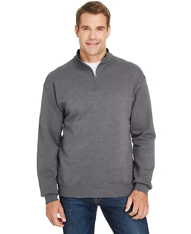 50 SF95R Sofspun® Quarter-Zip Sweatshirt Charcoal Heather front view