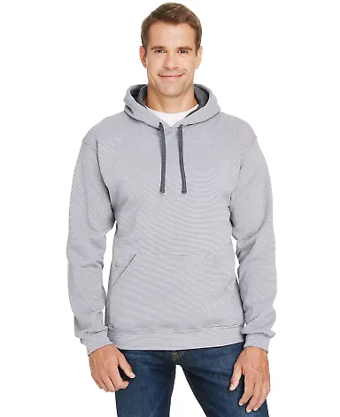 50 SF77R Sofspun® Microstripe Hooded Pullover Swe Grey Stripe front view