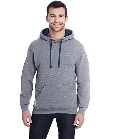 50 SF77R Sofspun® Microstripe Hooded Pullover Swe Navy Stripe front view