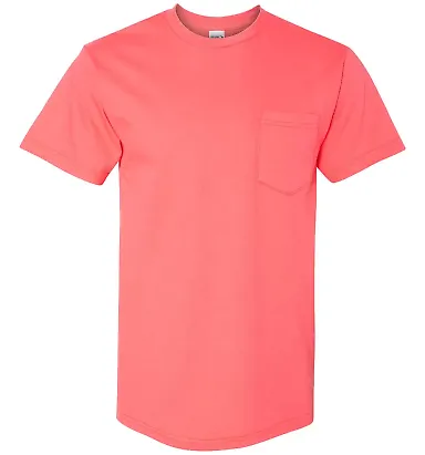 Gildan H300 Hammer Short Sleeve T-Shirt with a Poc CORAL SILK front view