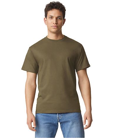 Gildan H000 Hammer Short Sleeve T-Shirt in Olive front view