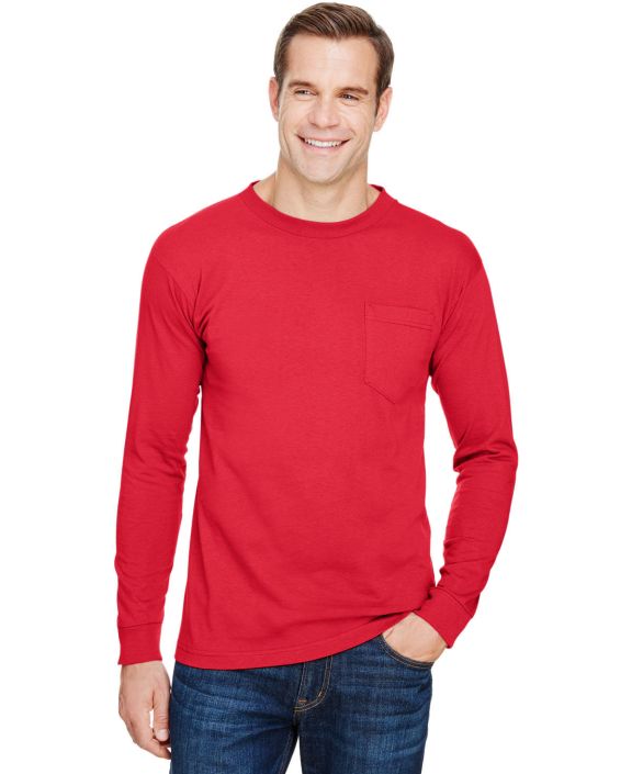 301 3055 Union-Made Long Sleeve T-Shirt with a Poc in Red