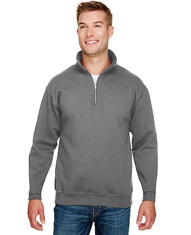 301 920 USA-Made Quarter-Zip Pullover Sweatshirt in Charcoal front view
