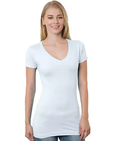301 3407 Women's V-Neck Tee in White front view