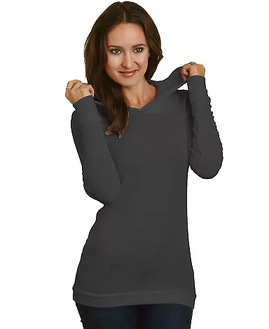 Bayside Apparel 3425 Women's Soft Thermal Hoodie Charcoal front view