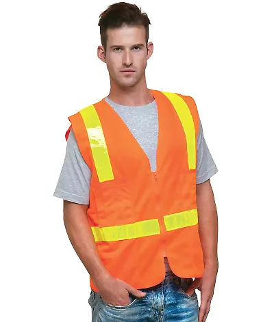 301 3786 ANSI Solid Surveyor's Vest Class 2 Orange front view