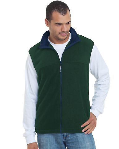 301 1120 Full Zip Fleece Vest Forest Green front view