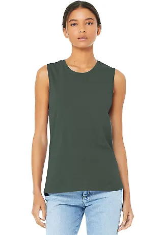 Women's Long Muscle Tank MILITARY GREEN front view