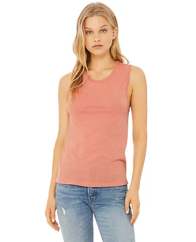 Women's Long Muscle Tank HEATHER SUNSET front view